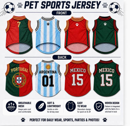 Pet Sports Jersey for Dogs and Cats - Lightweight Breathable Sleeveless Mesh Vest in Soccer Style for Small to Medium Pets, Ideal for Parties, Photos, Walks, and Game Day