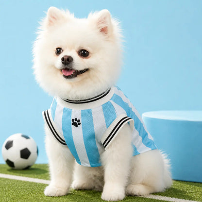Pet Sports Jersey for Dogs and Cats - Lightweight Breathable Sleeveless Mesh Vest in Soccer Style for Small to Medium Pets, Ideal for Parties, Photos, Walks, and Game Day