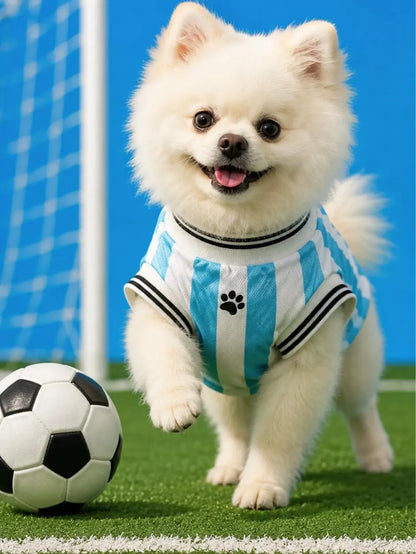 Pet Sports Jersey for Dogs and Cats - Lightweight Breathable Sleeveless Mesh Vest in Soccer Style for Small to Medium Pets, Ideal for Parties, Photos, Walks, and Game Day