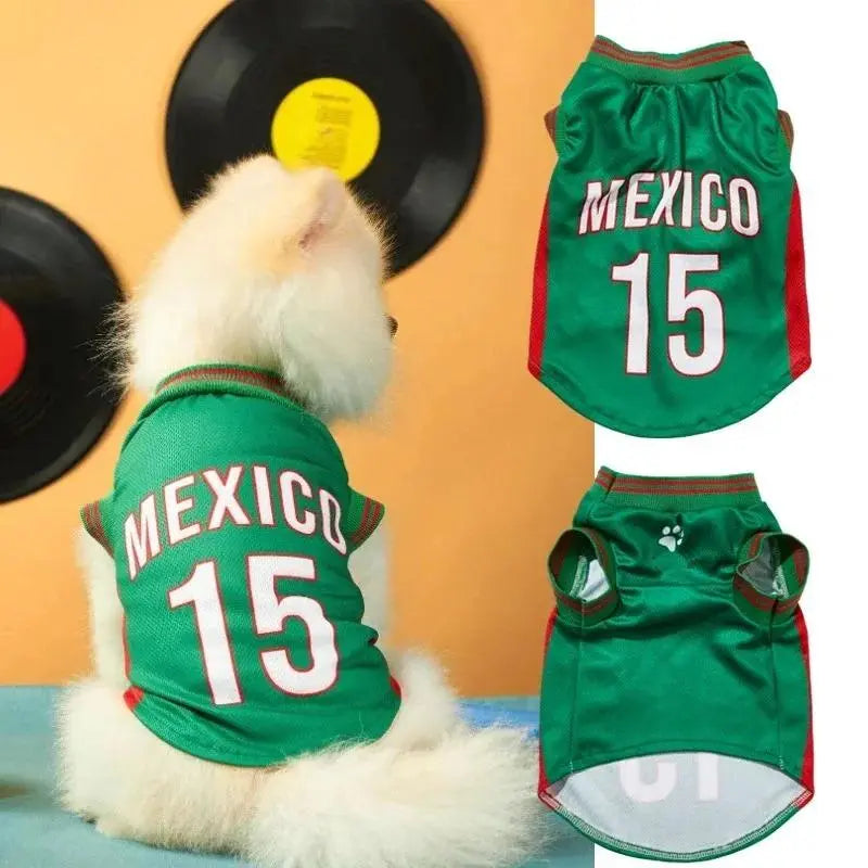 Pet Sports Jersey for Dogs and Cats - Lightweight Breathable Sleeveless Mesh Vest in Soccer Style for Small to Medium Pets, Ideal for Parties, Photos, Walks, and Game Day
