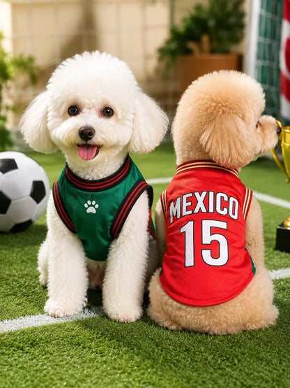 Pet Sports Jersey for Dogs and Cats - Lightweight Breathable Sleeveless Mesh Vest in Soccer Style for Small to Medium Pets, Ideal for Parties, Photos, Walks, and Game Day