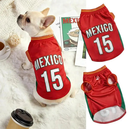Pet Sports Jersey for Dogs and Cats - Lightweight Breathable Sleeveless Mesh Vest in Soccer Style for Small to Medium Pets, Ideal for Parties, Photos, Walks, and Game Day